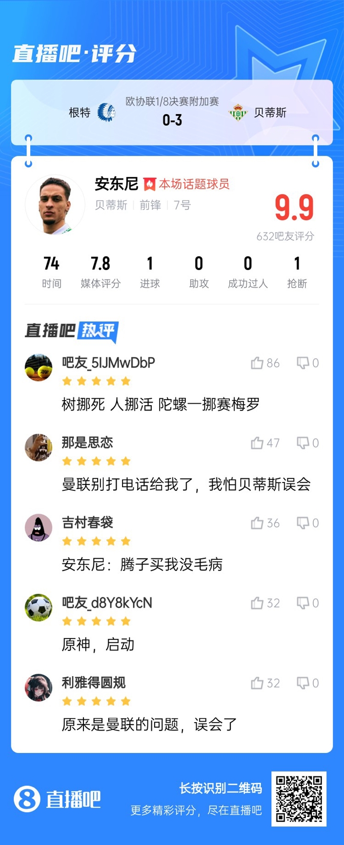  安東尼兜射圓規畫(huà)??！吧友評分9.9：樹(shù)挪死人挪活 陀螺一挪賽梅羅