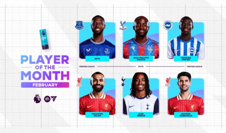  英超2月最佳候選：貝托、馬特塔、明特、薩拉赫、斯賓塞、索博